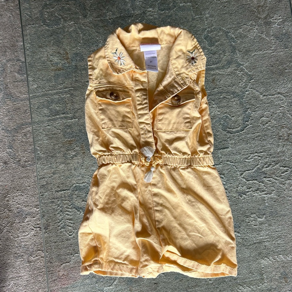 Yellow Embroidered Sleeveless Romper